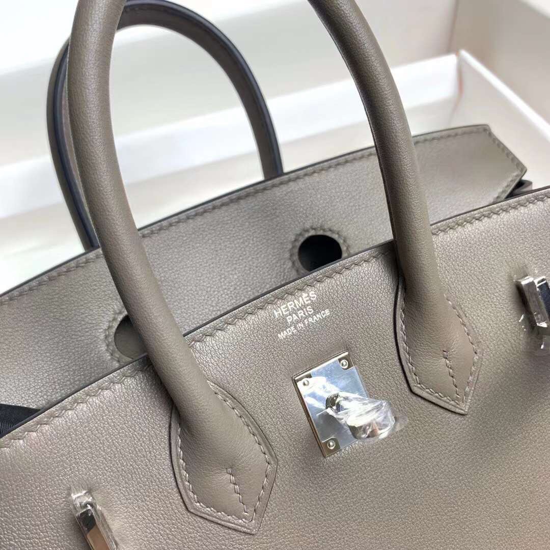 Hermes Birkin 25CM Swift Leather Handbag Dark Grey 